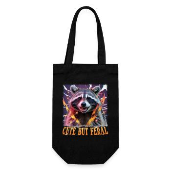 Funny Raccoon - Geschenkbeutel für Flaschen - Schwarz - Vorne