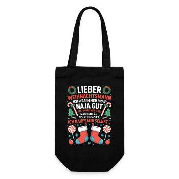 Lieber Weihnachtsmann Shirt, ich kaufs selbst - Geschenkbeutel für Flaschen - Schwarz - Vorne