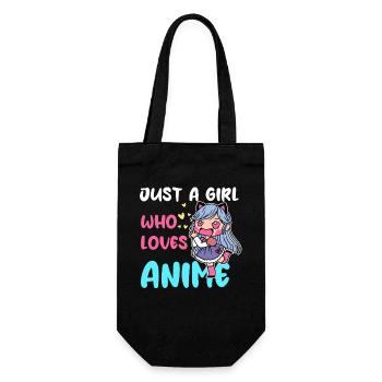 Mädchen liebt Anime Chibi - Geschenkbeutel für Flaschen - Schwarz - Vorne