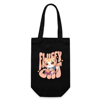 Cuddly Kitten with Yarn Ball Fluffy Cat Cat - Gift Bag for Bottles - black - Front