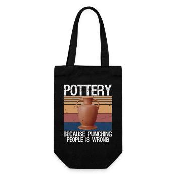 Pottery Because Punching People Is Wrong - Gift Bag for Bottles - black - Front