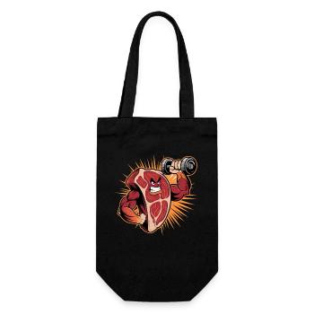 Muscular Steak Bodybuilding Fun Fitness - Gift Bag for Bottles - black - Front