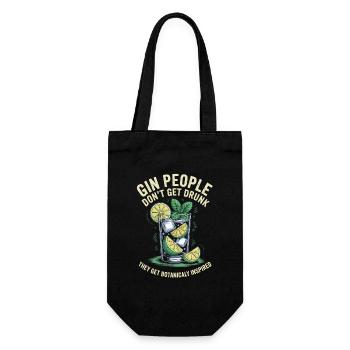 Gin People Don't Get Drunk Botanicaly Inspired - Gift Bag for Bottles - black - Front