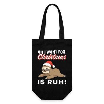 Weihnachts-Sloth mit Santa-Hut - Geschenkbeutel für Flaschen - Schwarz - Vorne