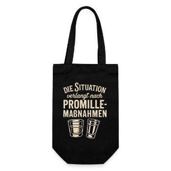 Promille-Maßnahmen witziger Partyspruch - Geschenkbeutel für Flaschen - Schwarz - Vorne