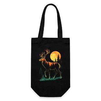 Hirsch, Wald, Natur, Wildnis, Outdoor, Tier - Geschenkbeutel für Flaschen - Schwarz - Vorne