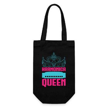 Funny Harmonica Player Queen Harmonica - Geschenkbeutel für Flaschen - Schwarz - Vorne