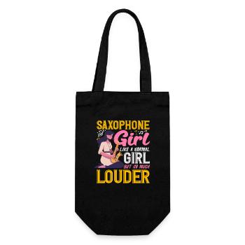 Women Louder Saxophone Saxophonist - Geschenkbeutel für Flaschen - Schwarz - Vorne