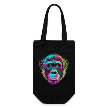 Bunter Schimpanse im Neon-Art Stil - Geschenkbeutel für Flaschen - Schwarz - Vorne