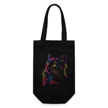 Colorful cat art in sketch style - Gift Bag for Bottles - black - Front
