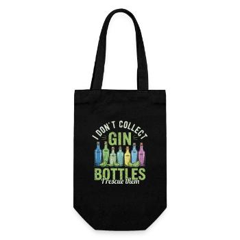 Gin I Don't Collect Gin Bottles I Rescue Them - Gift Bag for Bottles - black - Front