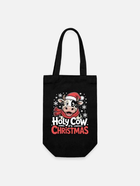 Heilige Kuh, es ist Weihnachten - Geschenkbeutel für Flaschen - Schwarz