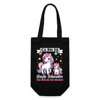 Große Schwester Einhornliebhaber Ältere Baby - Geschenkbeutel für Flaschen - Schwarz - Vorne