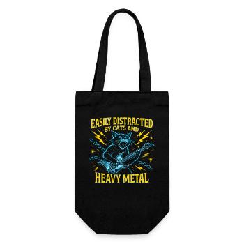Katze Musik Heavy Metal Katzen Geschenkidee Lustig - Geschenkbeutel für Flaschen - Schwarz - Vorne