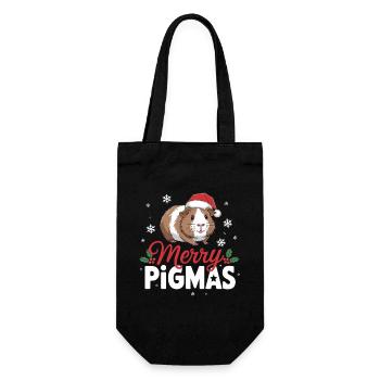 Joyeux Pigmas Noël drôle de cochon d’Inde - Sac à bouteille - noir - Devant