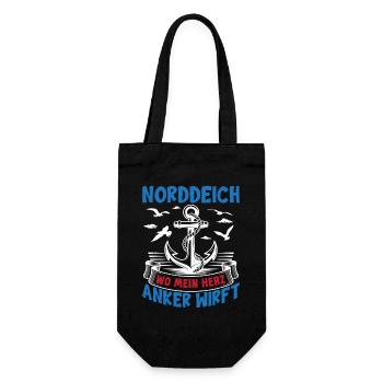 NORDDEICH WO MEIN HERZ ANKER WIRFT Lustiges - Geschenkbeutel für Flaschen - Schwarz - Vorne