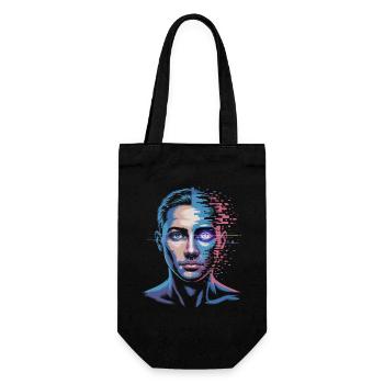 Digital human with glitch effect - Gift Bag for Bottles - black - Front