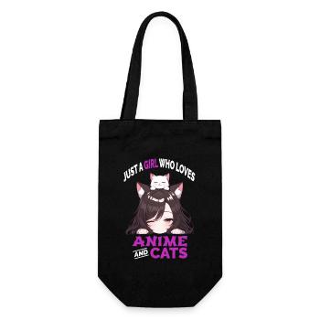 Just A Girl Who Loves Anime And Cats Manga Katzen - Gift Bag for Bottles - black - Front