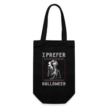 Ich bevorzuge Halloween-Frauen-Weihnachtsskelett - Geschenkbeutel für Flaschen - Schwarz - Vorne