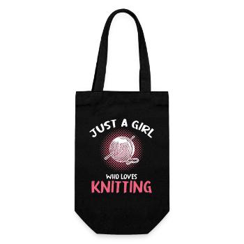 Just a Girl Who Loves Knitting - Geschenkbeutel für Flaschen - Schwarz - Vorne