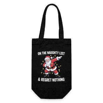 Lustiger Weihnachts-Weihnachtsmann auf der Naughty List - Geschenkbeutel für Flaschen - Schwarz - Vorne
