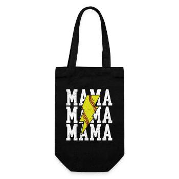 Mama Softball Vibes Spieltagsgeist - Geschenkbeutel für Flaschen - Schwarz - Vorne