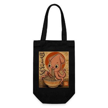 Ramen Octopus Cartoon in Sepia - Gift Bag for Bottles - black - Front