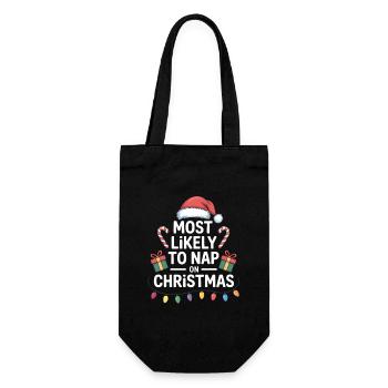 Most Likely to Nap on Christmas - Gift Bag for Bottles - black - Front