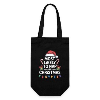 Am ehesten um an Weihnachten ein Nickerchen zu machen - Geschenkbeutel für Flaschen - Schwarz - Vorne