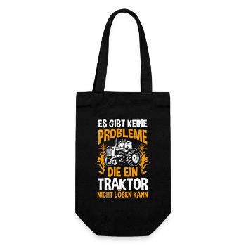 Trecker Landwirt Bauer Traktorfahrer Traktor - Geschenkbeutel für Flaschen - Schwarz - Vorne