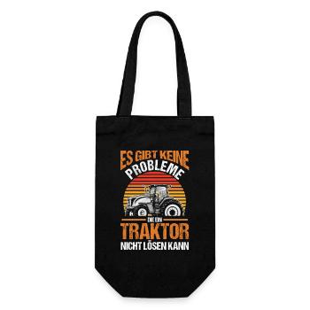 Trecker Landwirt Bauer Traktorfahrer Traktor - Geschenkbeutel für Flaschen - Schwarz - Vorne