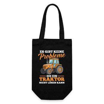Trecker Landwirt Bauer Traktorfahrer Traktor - Geschenkbeutel für Flaschen - Schwarz - Vorne