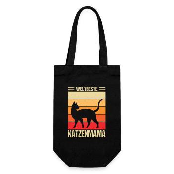 Katzenmama Geschenke Katzen Mama Katzenliebhaberin - Geschenkbeutel für Flaschen - Schwarz - Vorne