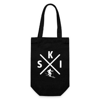 Ski, Après Ski, Wintersport, Skiurlaub - Geschenkbeutel für Flaschen - Schwarz - Vorne