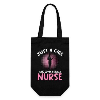 Just a Girl Nurse – Pink Halftone - Geschenkbeutel für Flaschen - Schwarz - Vorne