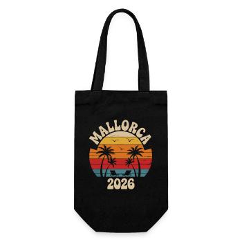 Mallorca Retro Sonnenuntergang 2026 - Geschenkbeutel für Flaschen - Schwarz - Vorne