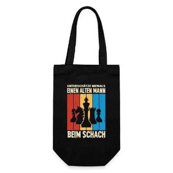 Schachspieler Geschenke Schach Zubehör Schachbrett - Geschenkbeutel für Flaschen - Schwarz - Vorne