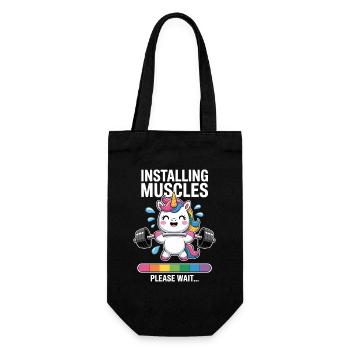 Unicorn Krafttraining Muskeln aufbauen - Geschenkbeutel für Flaschen - Schwarz - Vorne