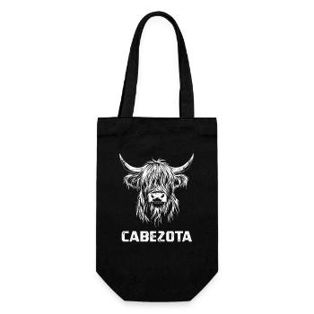 Cabezota - Schottisches Hochlandrind - Spanisch - Geschenkbeutel für Flaschen - Schwarz - Vorne