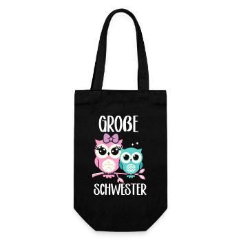 Big sister Owls Older baby Siblings - Gift Bag for Bottles - black - Front