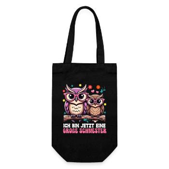 Grande sœur Hiboux Bébé aîné Frères et sœurs - Sac à bouteille - noir - Devant