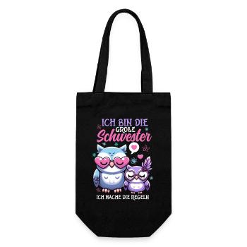Big sister Owls Older baby Siblings - Gift Bag for Bottles - black - Front