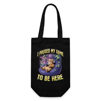 Funny Gaming Gamer Cat - Gift Bag for Bottles - black - Front