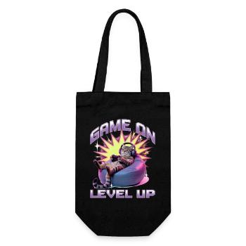 Funny Gaming Gamer Cat - Gift Bag for Bottles - black - Front