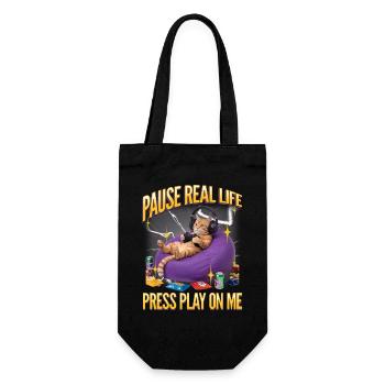 Funny Gaming Gamer Cat - Gift Bag for Bottles - black - Front