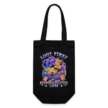 Funny Gaming Gamer Cat - Gift Bag for Bottles - black - Front