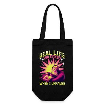 Funny Gaming Gamer Cat - Gift Bag for Bottles - black - Front