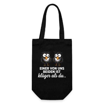 Einer von uns ist klüger als du! - Geschenkbeutel für Flaschen - Schwarz - Vorne