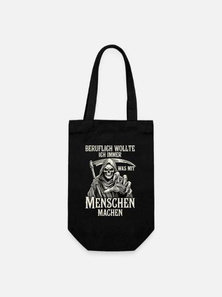 Beruflich was mit Menschen... (Sensenmann) - Geschenkbeutel für Flaschen - Schwarz
