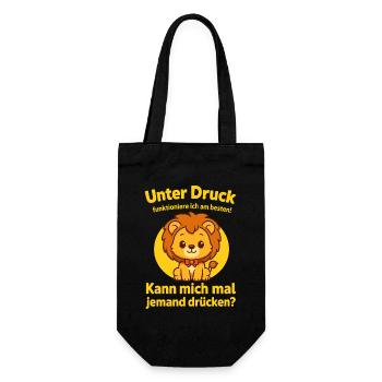 lustiger spruch löwe, unter druck funktioniere ich - Geschenkbeutel für Flaschen - Schwarz - Vorne
